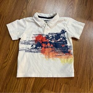 OshKosh B’gosh boys size 2 short sleeve polo, tropical graphic, white